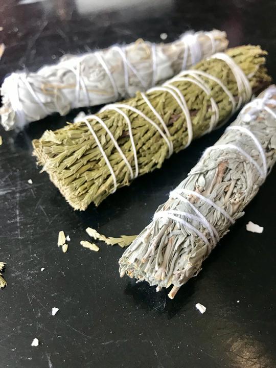 Cedar, White & Blue Sage, 3-pack smudge bundle